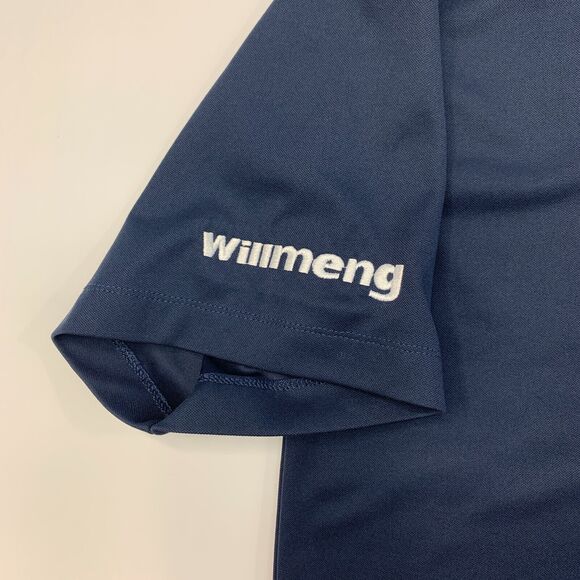 Nike Golf Polo Shirt Mens L Large Navy Blue Dri Fit Micro Pique Willmeng Logo - Picture 6 of 12